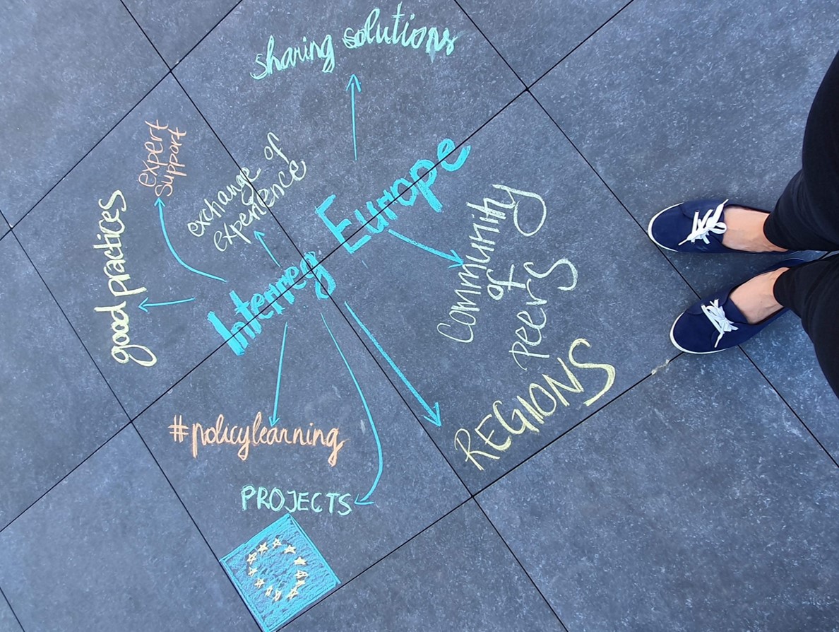 Interreg Europe afbeelding krijttekening