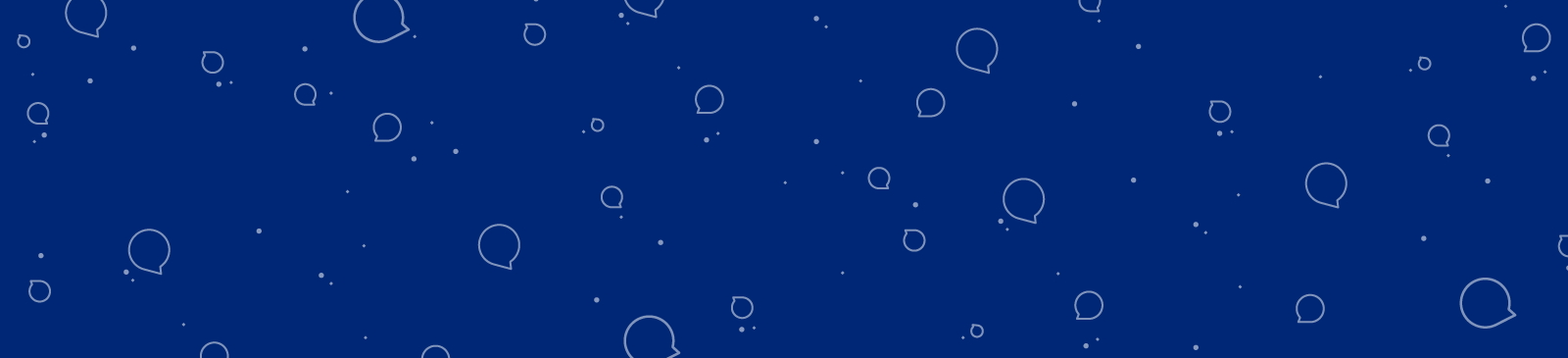 Blauwe achtergrond met tekstballonnetjes.
